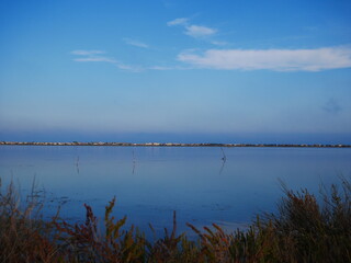 Sunset on a pond in Frontignan, southern France