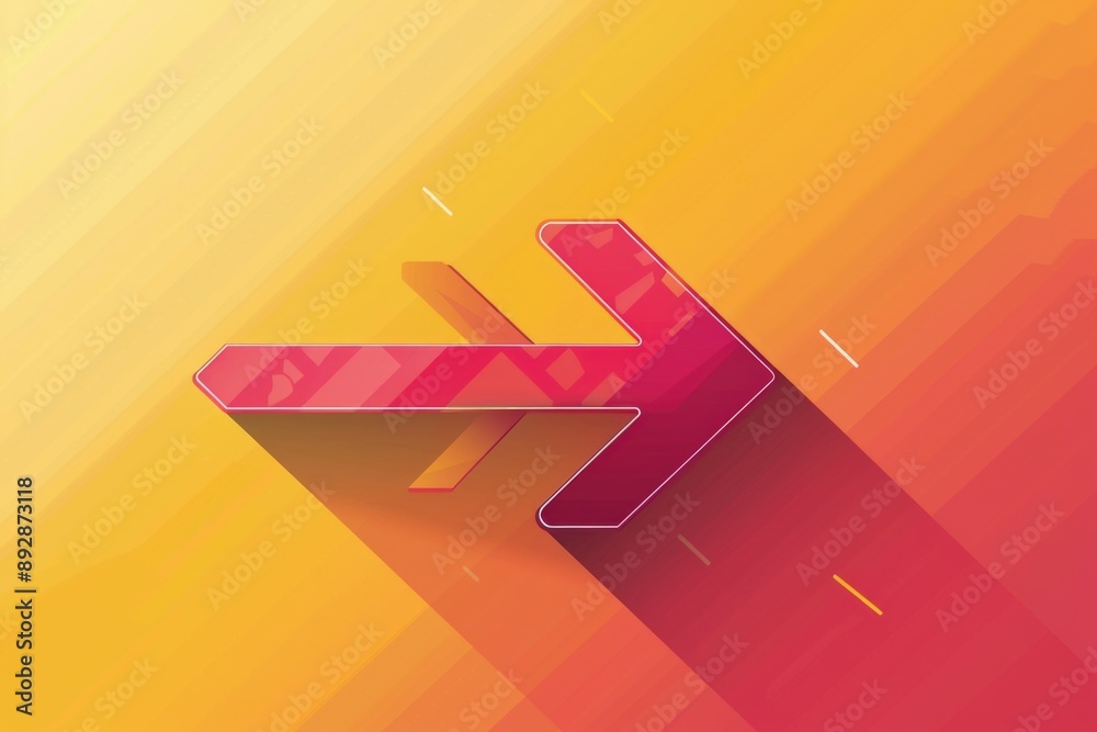 Leinwandbilder a red arrow pointing to the left on a vibrant yellow and red background