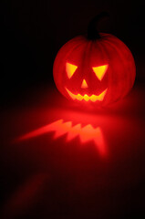Scary Jack-o-lantern Illuminated From Inside