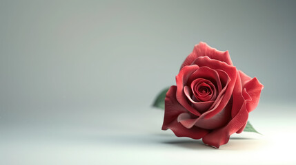 Fototapeta premium elegant red rose in full bloom against neutral background for romantic occasions