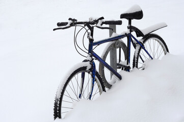 Bicycle Covered with Snow
