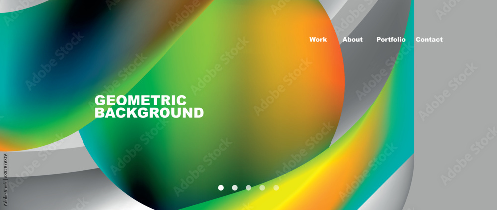 Poster Bright multicolored geometric abstract shapes. Minimal trendy simplicity concept. Modern overlapping forms