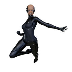 女性サイボーグ　3DCGレンダリング