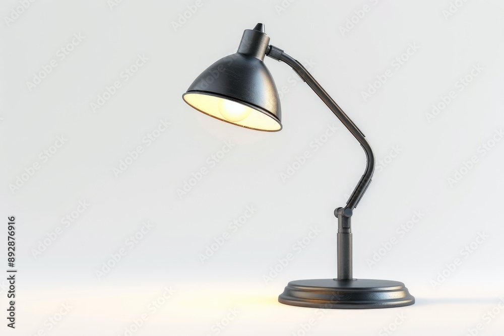 Aufkleber a simple desk lamp with a black shade placed on a clean white background