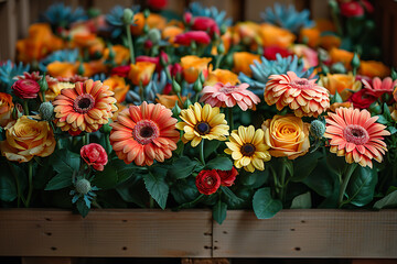Fototapeta premium A delivery service bringing fresh, vibrant flowers to customers' doorsteps, ensuring smiles and brightening homes