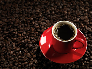 Cup of Coffe on Coffee Beans
