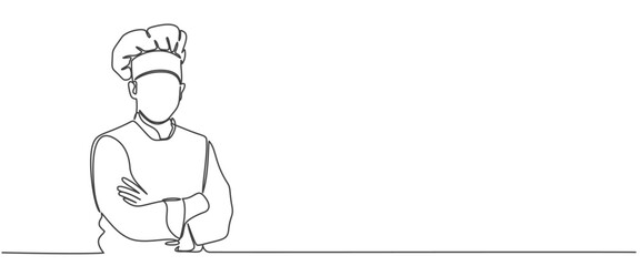 continuous line drawing of chef vector eps