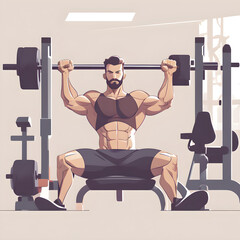 man lifting weights for fitness exercise concept in 3d 