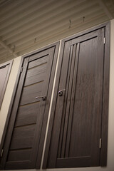 Obraz premium Sale of doors. Wooden door to the room. Interior details.