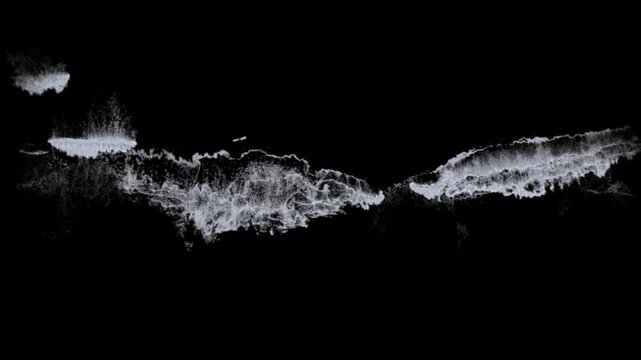 seafoam texture 4k isolated on black with alpha, seamless loop of a sea white foam for compositing of rolling waves