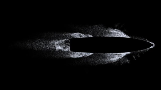 ship wake trail seamless loop texture with alpha, top view, isolated on black