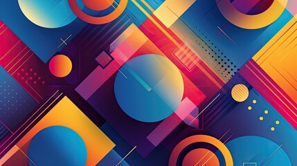 Obraz premium A colorful abstract background design with geometric shapes and vibrant gradients, creating a modern look