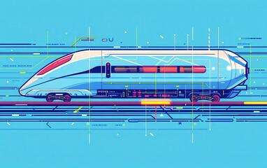 High-Speed Bullet Train on a Blue Background