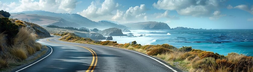 Wanderlust-inducing travel image with scenic coastal roads and ocean views - Powered by Adobe