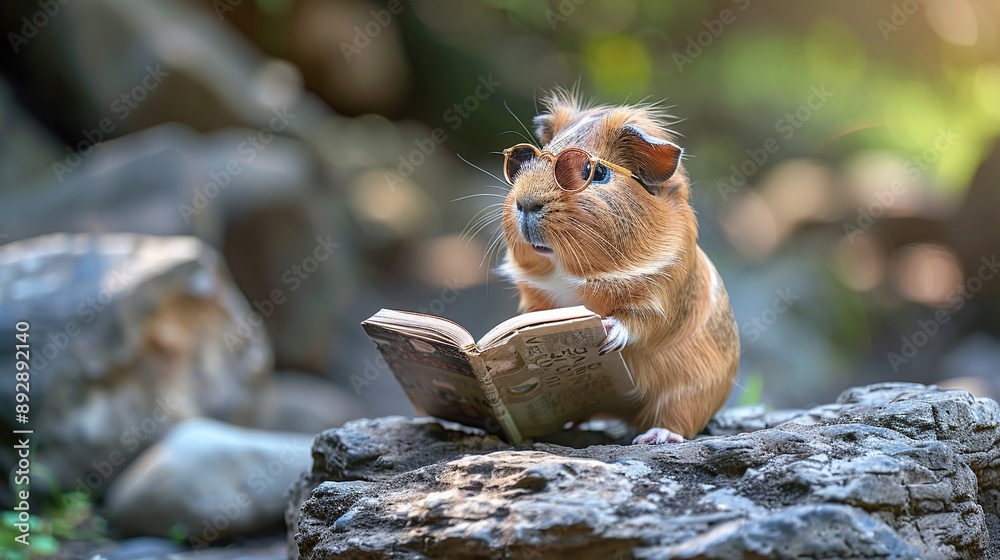 Canvas Prints A Guinea Pig Reading