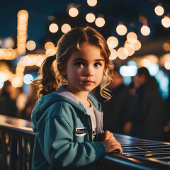 Little girl in night vision party image 3d 