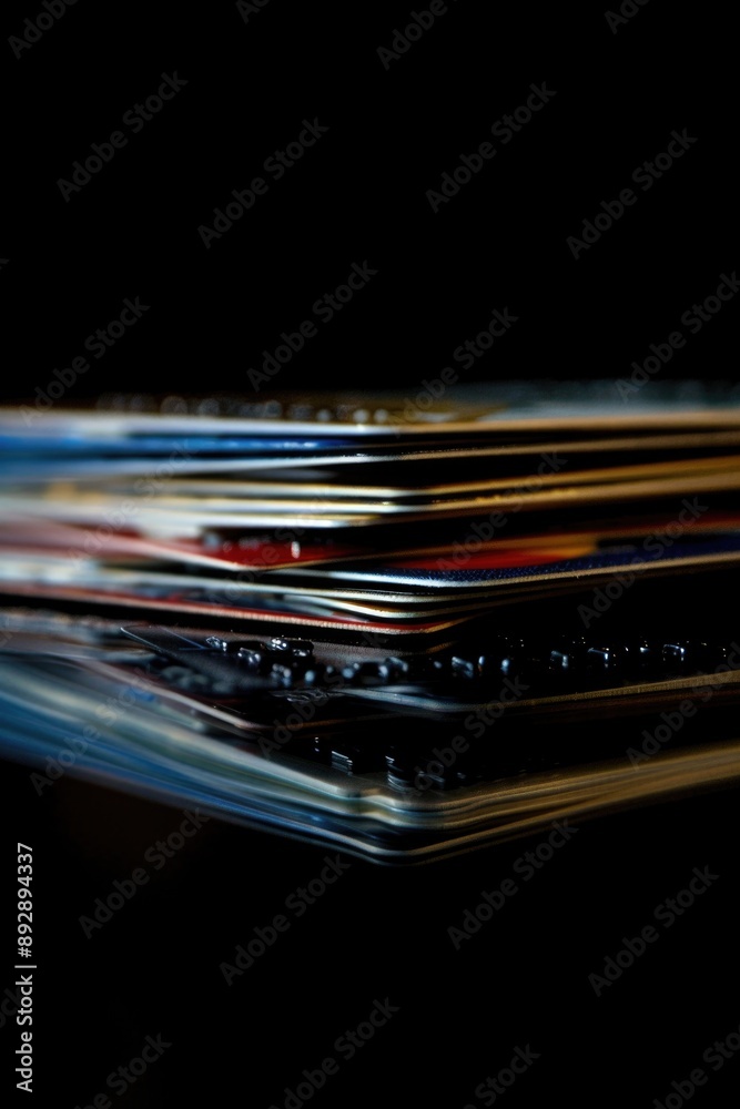 Poster A collection of compact discs stacked on a table, ready for use or display