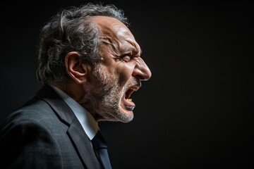 Obraz premium Senior Businessman Yelling Side View