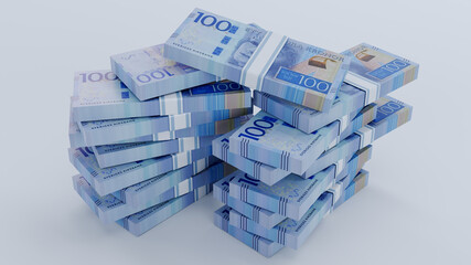 3D swedish krona isolated on white background, Paper money 100 swedish krona
