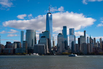Obraz premium NYC, NY. New York City Skyline with Urban Skyscrapers USA. New York City skyline, cityscape of Manhattan in USA. Panoramic view on Manhattan.