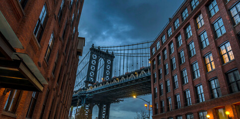 Naklejka premium Manhattan Bridge Tower DUMBO, New York City USA