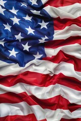 A detailed view of the stars and stripes of an American flag