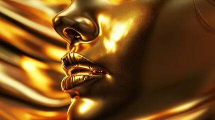 A close-up 3D wallpaper featuring the elegant and smooth contours of a golden girl's face