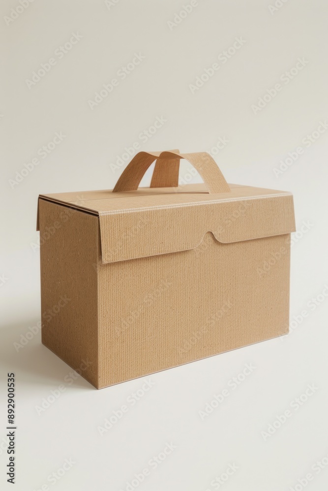 Poster A simple, everyday object - a brown box with a handle - sits on a clean white background