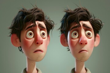 Illustration of two cartoon characters with exaggerated eye size, suitable for children's media and entertainment