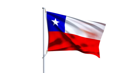 Waving flag of chile isolated on transparent background.