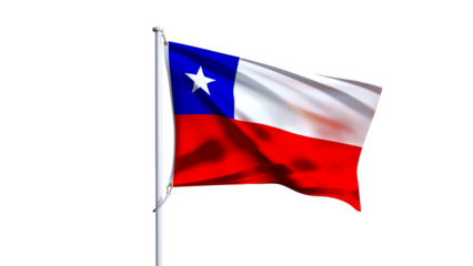 Waving flag of chile isolated on transparent background.