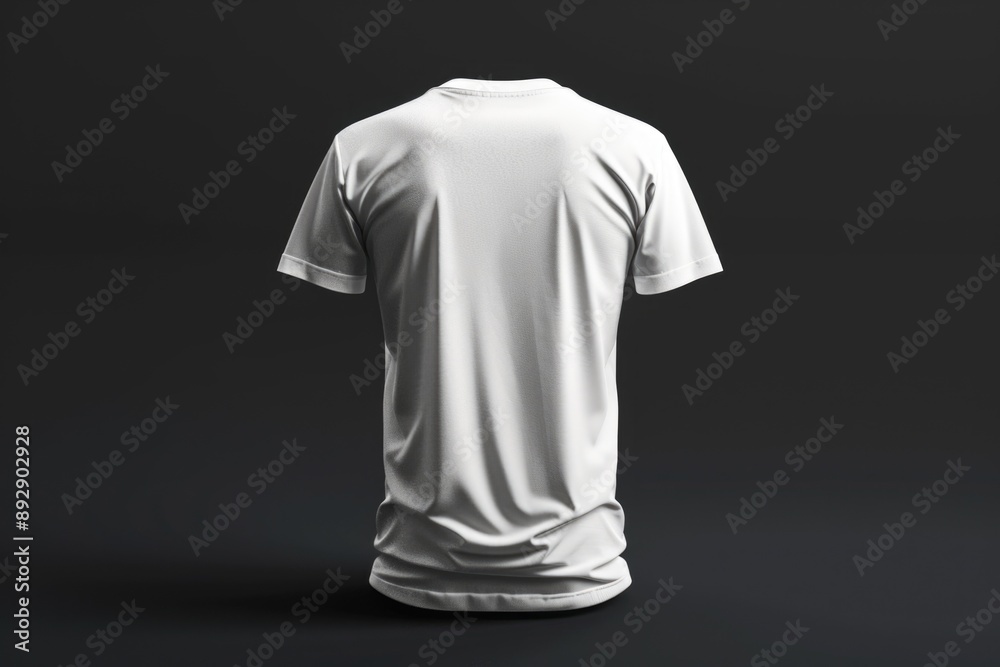 Poster a simple and minimalist image of a white t-shirt on a black background