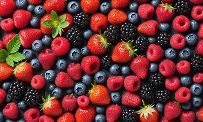 Obraz premium Fresh Mix groups of Berries isolated on background, delicious fruit with high vitamin and minerals