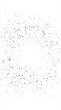 Round blue pink stars and dots abstract motion background. Vertical looped video animation