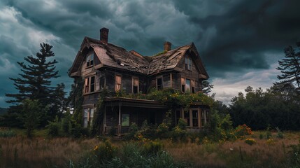 A large, old house with a lot of ivy growing on it