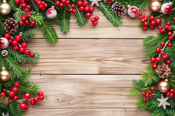 Christmas wooden table holiday background