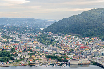Fototapeta premium Aerial view of the harbor in Bergen, Norway