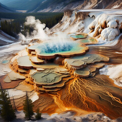 Mammoth Hot Springs in Yellowstone National Park.