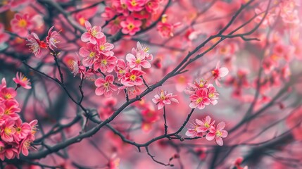 Photo close-up of pink flowers on branch