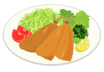 揚げ物_お皿に盛り付けたアジフライ