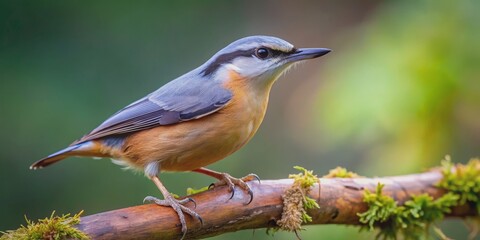 Obraz premium Eurasian Nuthatch perched on a tree branch in a forest setting, nuthatch, bird, wildlife, nature, Eurasian, tree, forest, perched