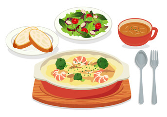 洋食_グラタン（グラタンセット）背景白