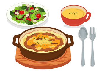 洋食_ドリア（ランチセット）背景白