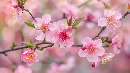 Obraz premium Photo close-up of pink flowers on branch