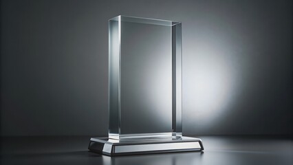 Glass award with sleek metal base, glass, award, trophy, recognition, achievement, ceremony, honor, elegant, shiny, success