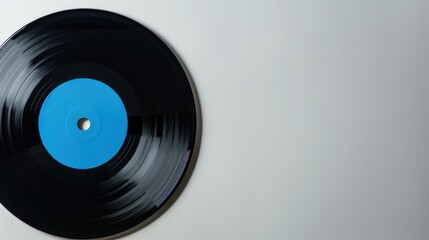 45 RPM vinyl record with blue label on white background with space for text