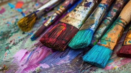 Fototapeta premium Paintbrushes on a table