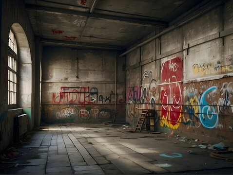 Abandoned building with graffiti