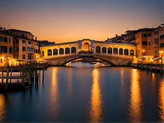 Obraz premium Rialto Bridge over Grand Canal at twilight