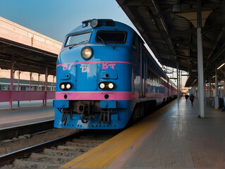 Stationary passenger train at platform